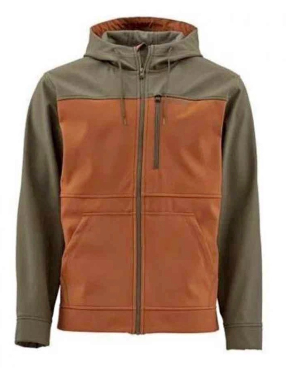 Simms Two-Tone Hooded Zip Jacket in Olive & Burnt Orange